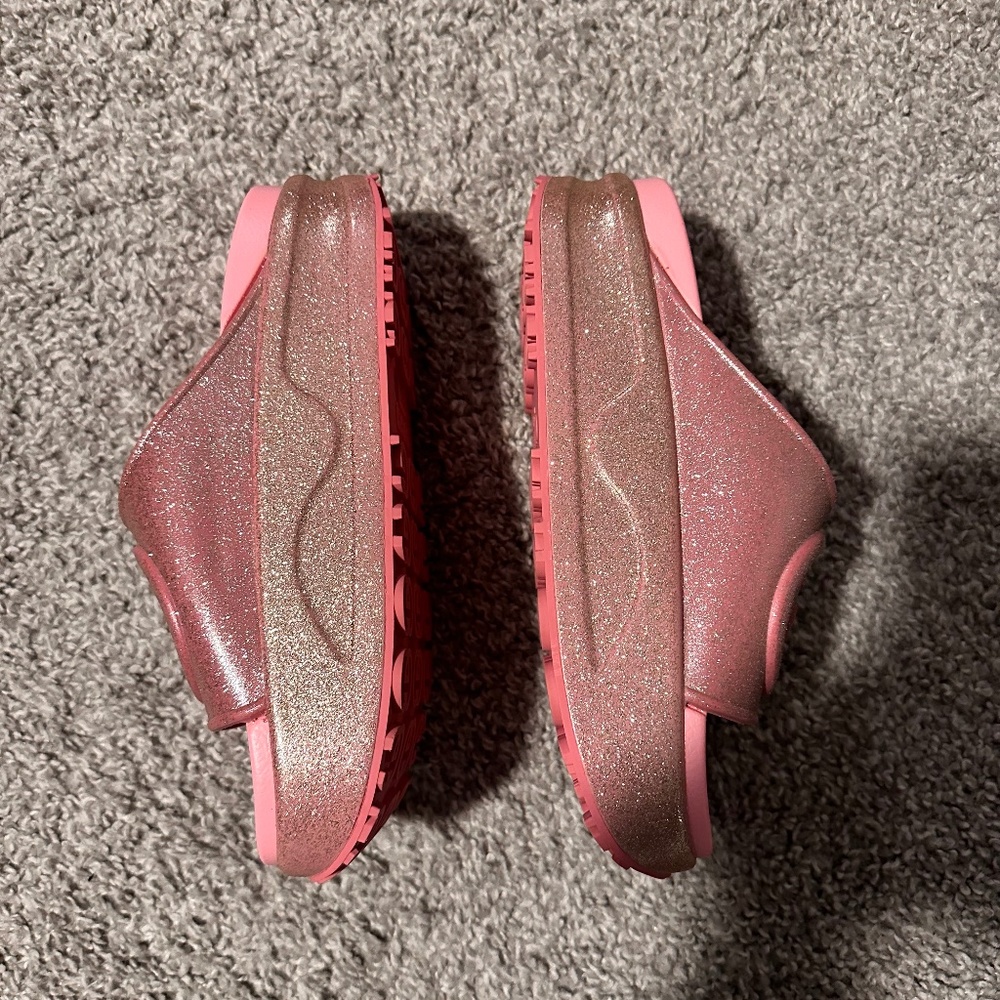 Cute Pink Sparkle Platform summer slides